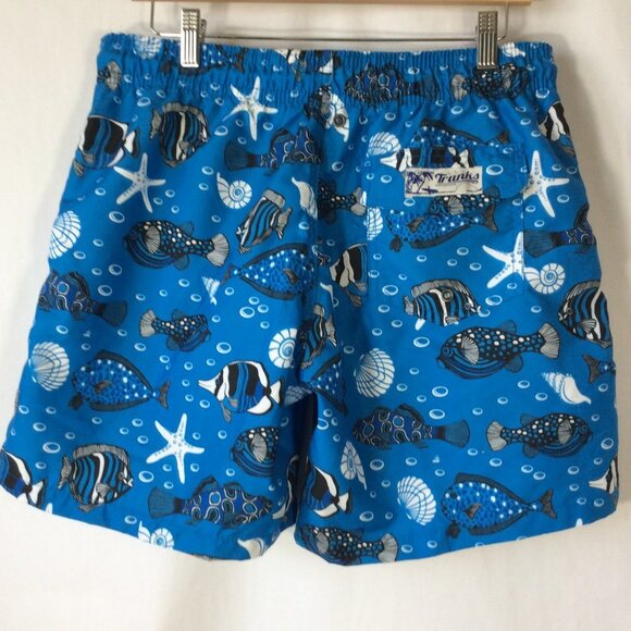 Trunks Surf & Swim Blue Fish Elastic Waist Size Medium - Picture 4 of 12